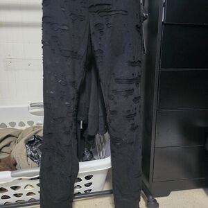 Punk RAVE- Black- Distressed Leggings- Sz X-Large